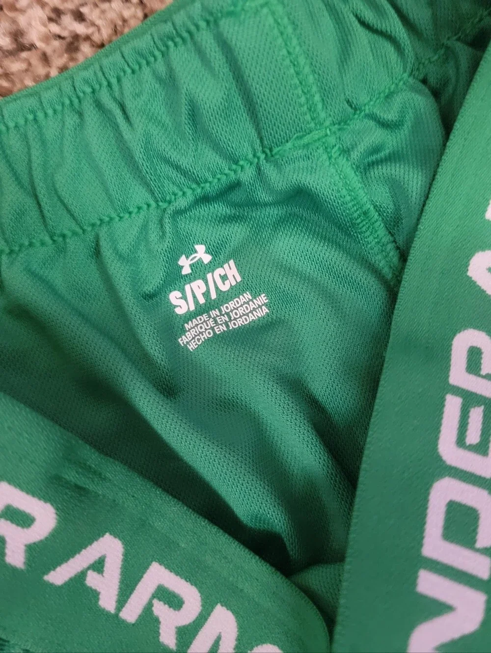 Under Armour Green Athletic Shorts with White Side Panels Womens New